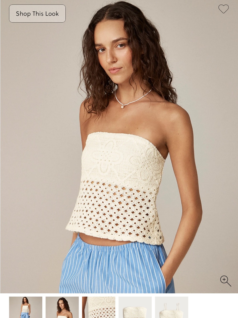 J. Crew Cream Crochet Strapless Tube Top